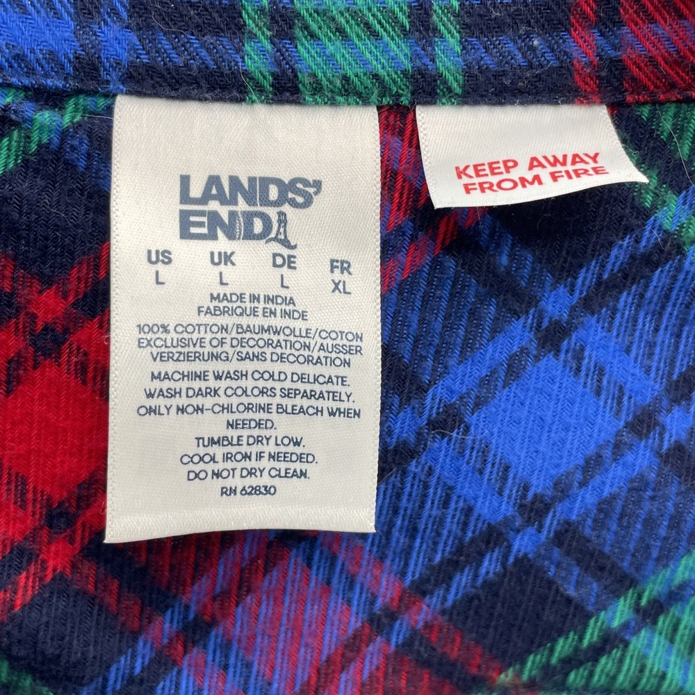 Lands' End Flannel Shirt Dress Women Large Plaid Tunic Western Fall Outdoor Gorp - Picture 3 of 10